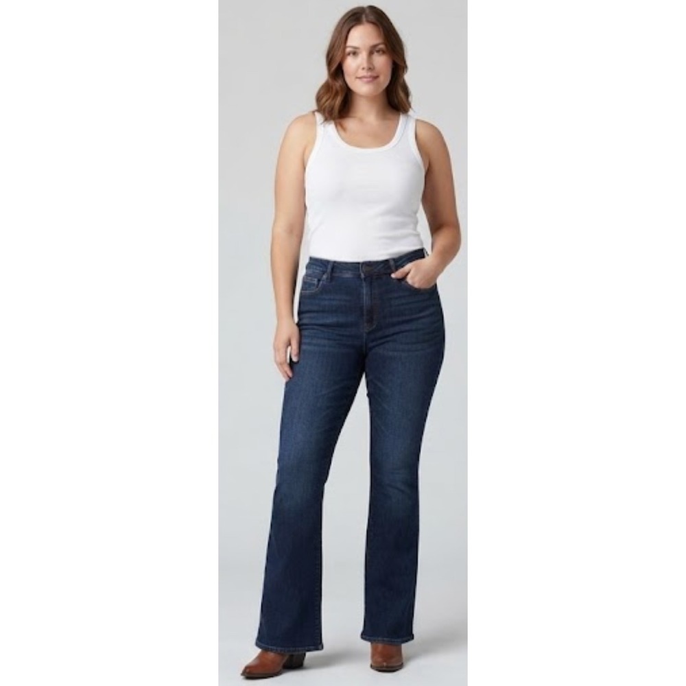 KanCan Dark Wash High Rise Flare Jeans Whiskered KC6102LOH Blue Size 15/31